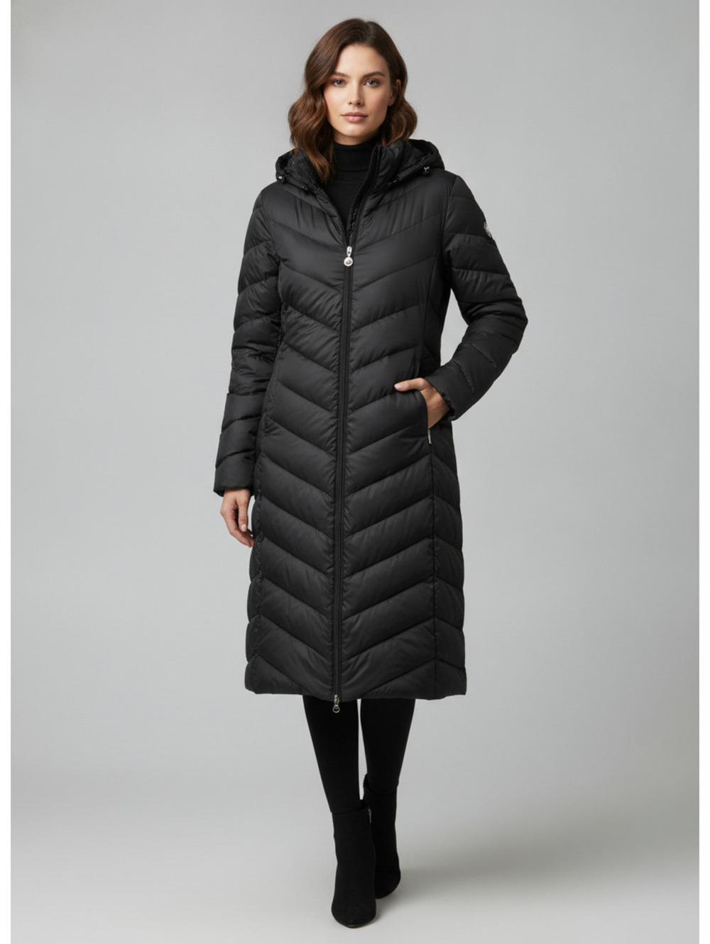Calvin Klein down lightweight goose puffer packable long puffer Black coat